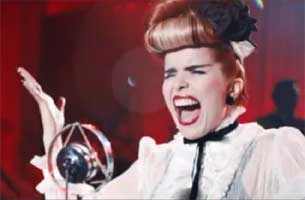 Paloma Faith video for "Never Tear Us Apart" with GPO TE29 vintage microphone supplied by GB Audio. Photos courtesy of PalomaFaithVevo